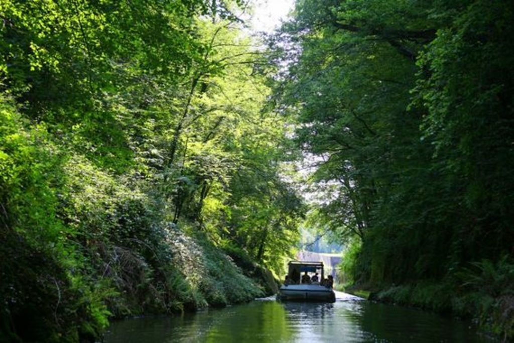 Balade en bateau électrique aux Voutes de la Collancelle à 13 km.