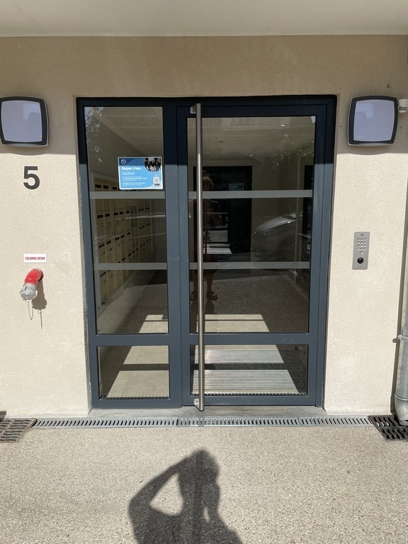 the residence's entry.