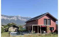 our house, and in the distance the Vercors, with "Chamechaude" standing out as the highest peak.