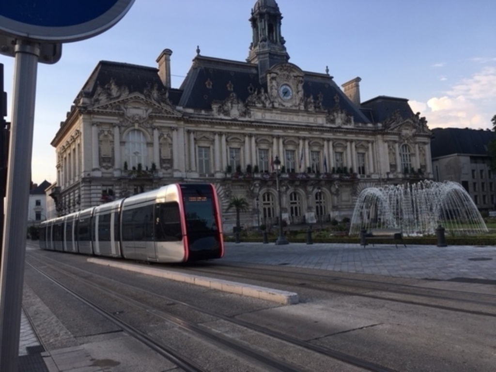 city hall with the tram