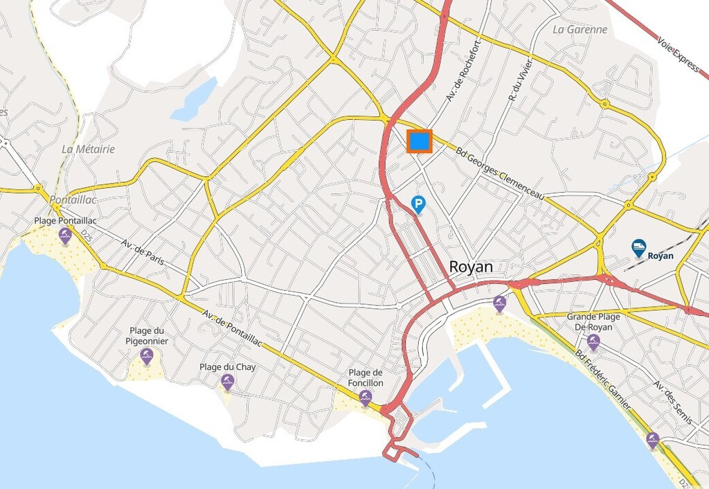 blue square = our house