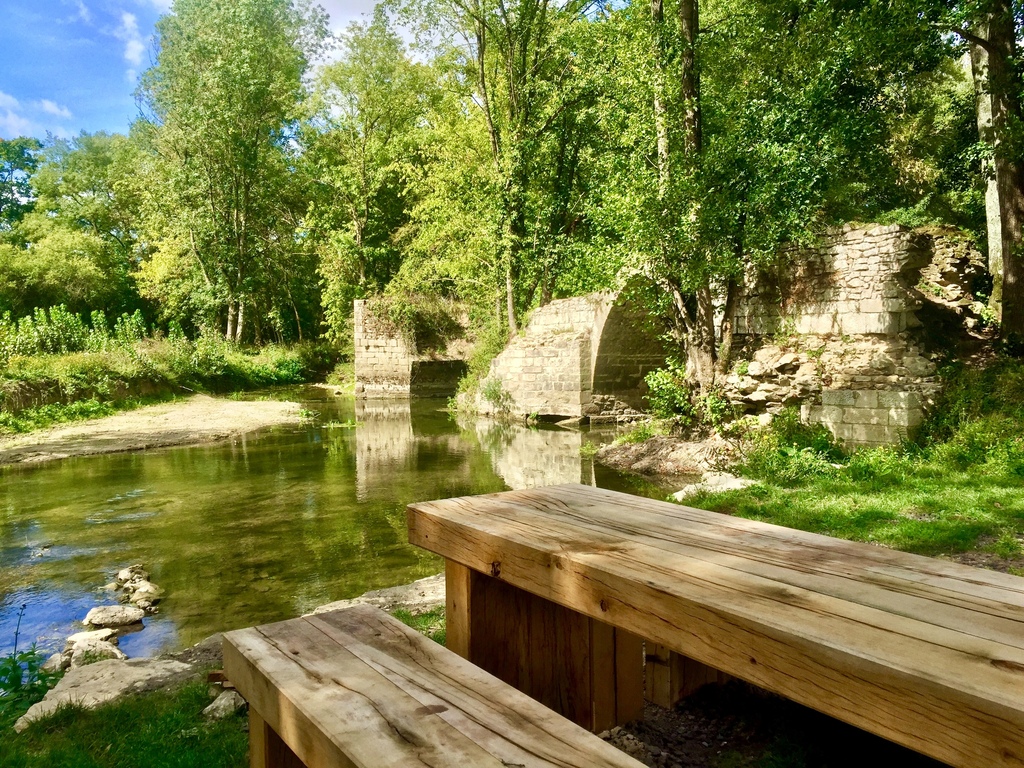 The Roman bridge on the Indre stream outside our village on the way to Loches