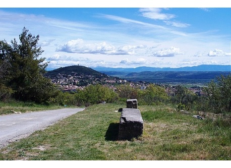 From the top of the hill, view on the city and the Alps mountains.