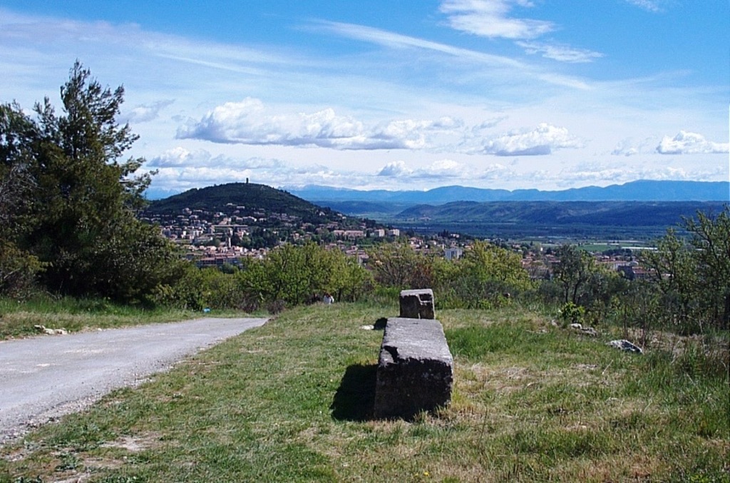 From the top of the hill, view on the city and the Alps mountains.