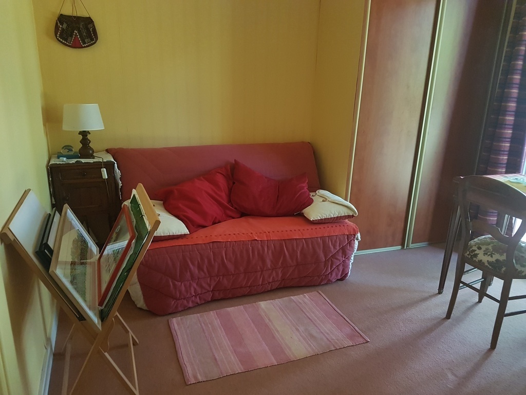 The guest room with the convertible sofa bed and an independent bathroom.