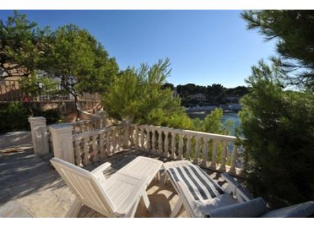 In front of the pool