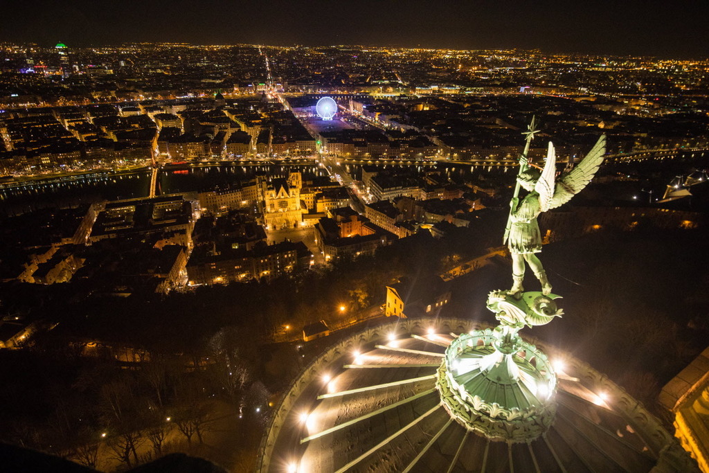 Lyon by night, seen from Fourviere