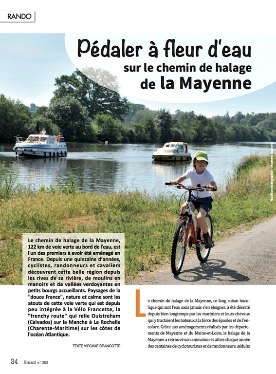 80 km de chemin de halage à pied ou à vélo pour traverser la Mayenne du nord au sud sur le trajet de la Vélofrancette