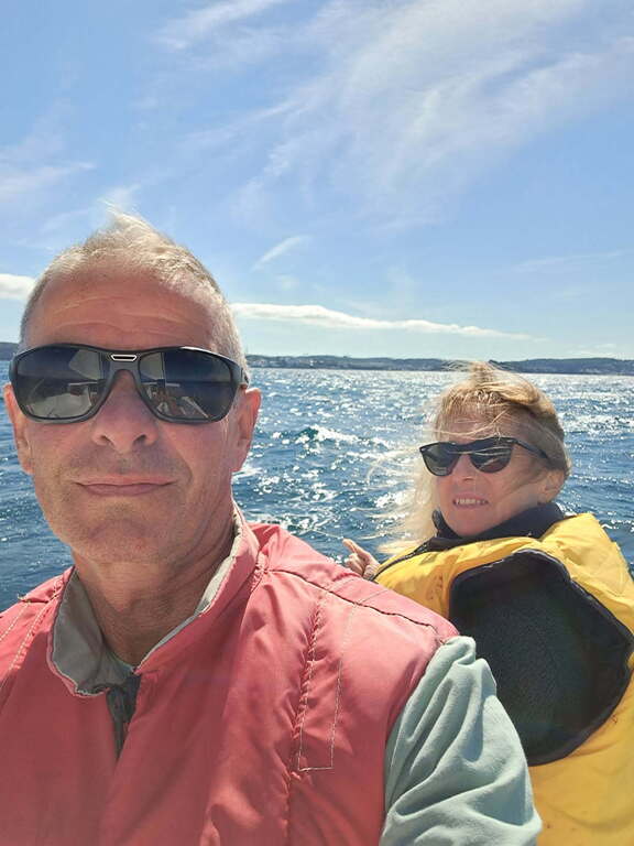 Ronan and Pascale at sea last summer
