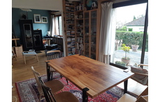 Luminous dinner room and terrace