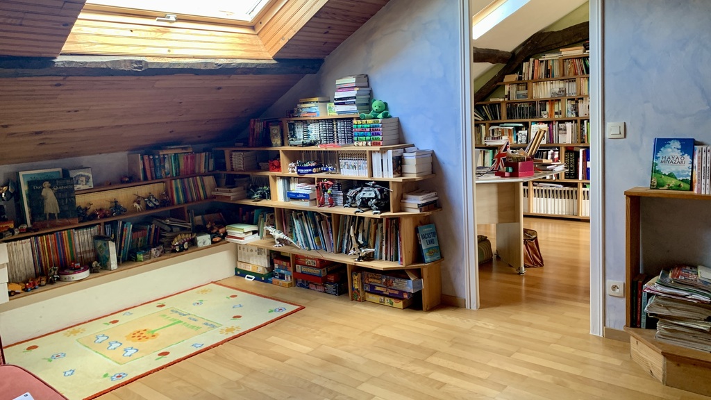The playroom with games and books for children