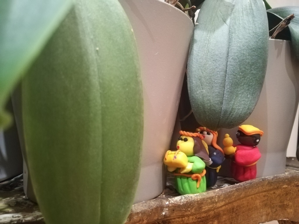 The magi kings approaching the nativity scene