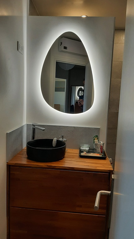 The bathroom (one Italian shower + washing and drying machines)