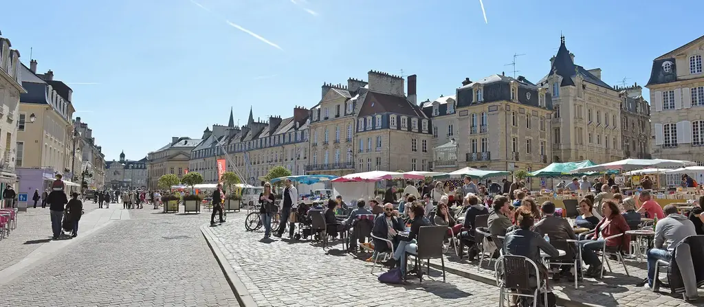 Place St Sauveur, Caen. Terrasses + great market on Fridays.
