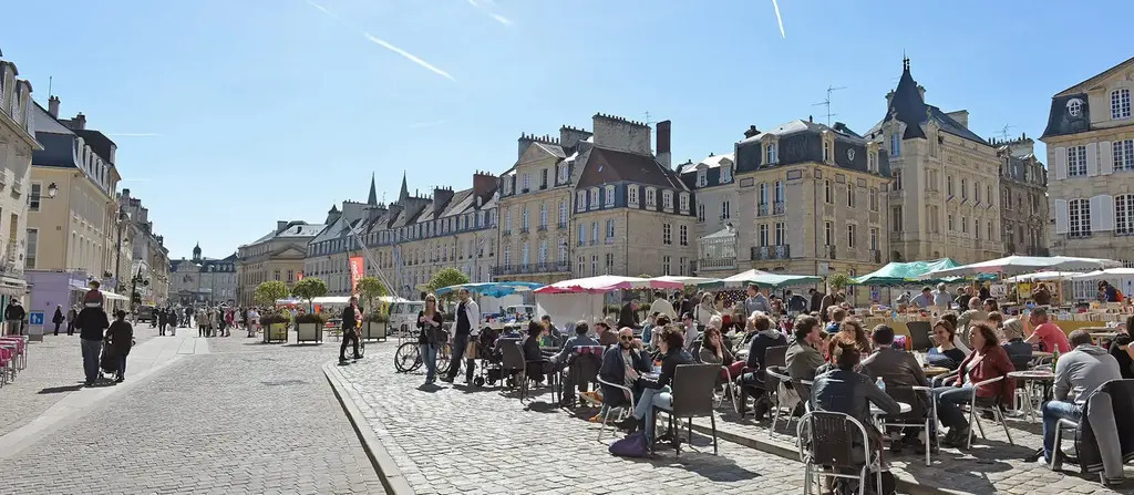 Place St Sauveur, Caen. Terrasses + great market on Fridays.