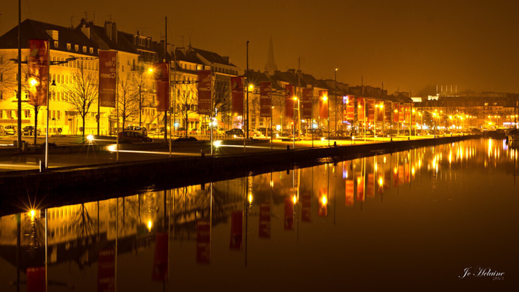 Caen city port by night
