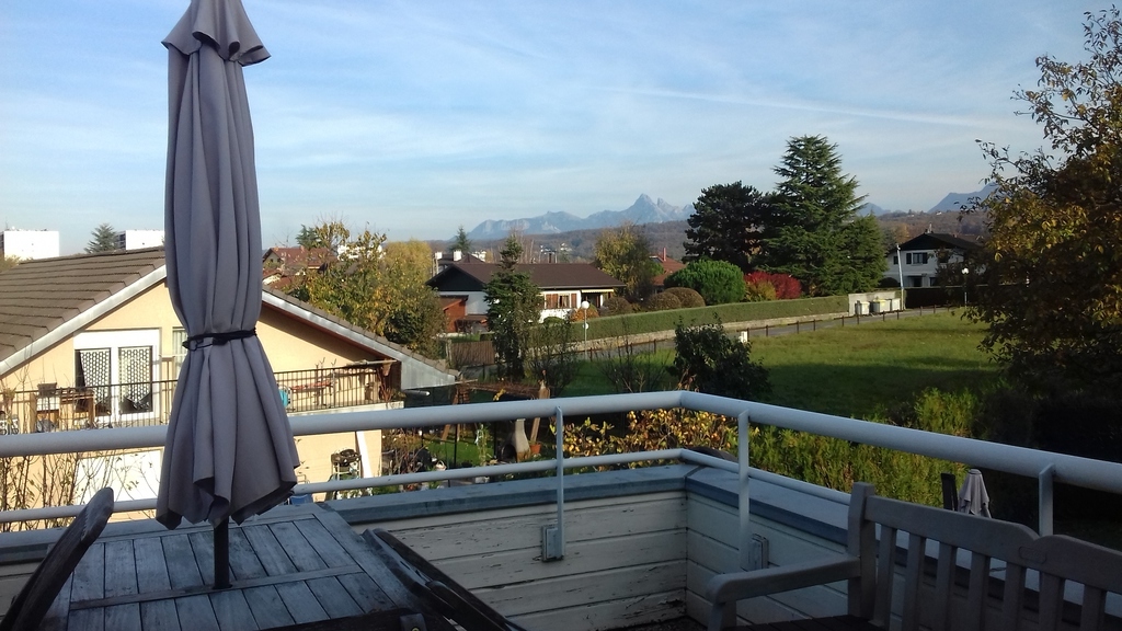 partial view from the terrace with the mountains in the distance