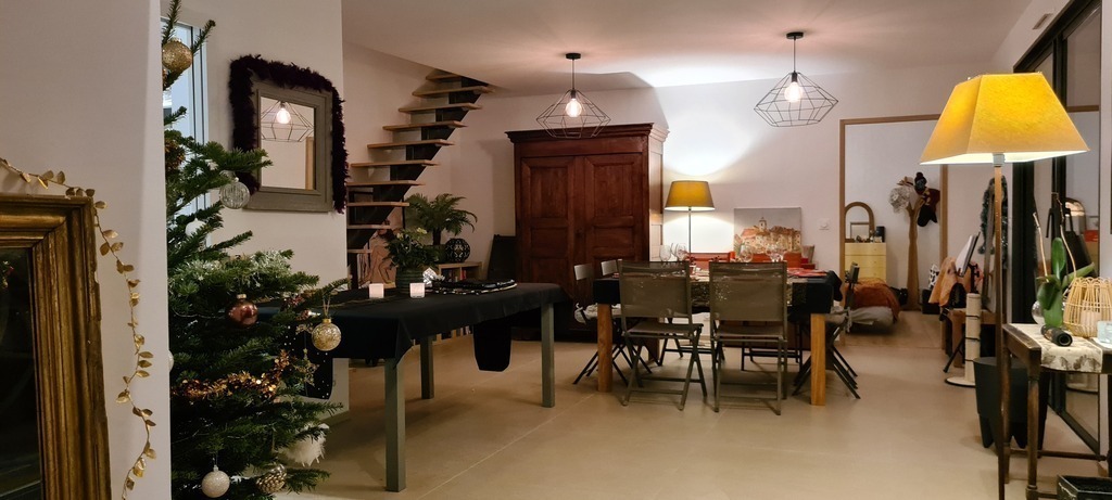 Dining room and staircase / master suite at the back