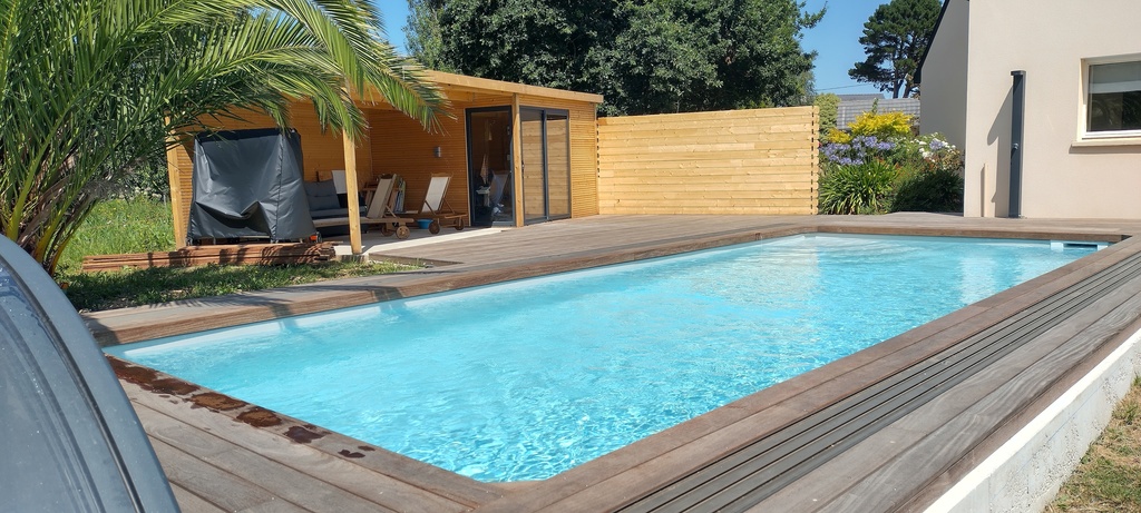 Swiming pool, terrace, pool house