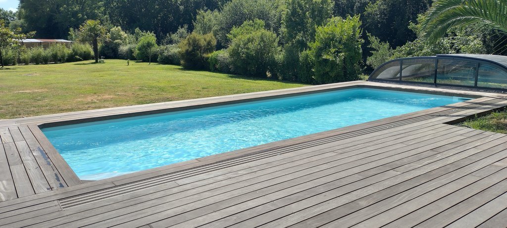 Swiming pool and terrace with garden view