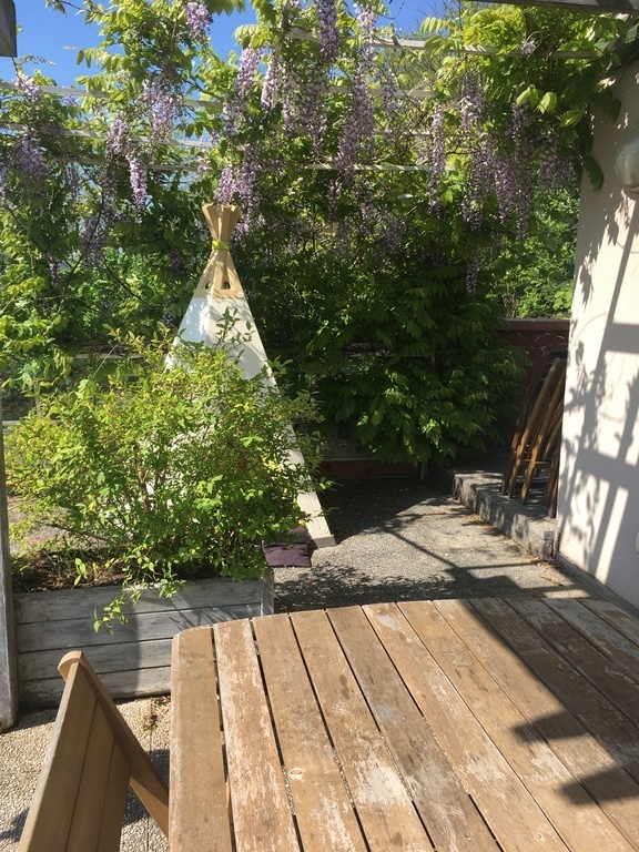 A part of the big balcony, perfect to enjoy a meal outside.