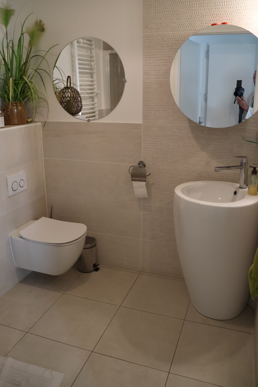 salle d'eau au rez-de-chaussée dans vasque, douche et wc