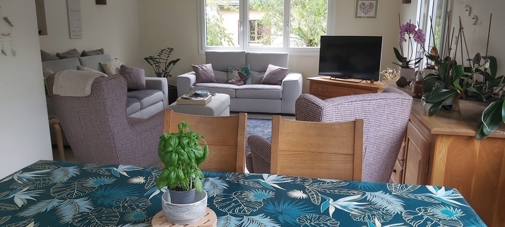 Second lounge opens onto dining room and kitchen.