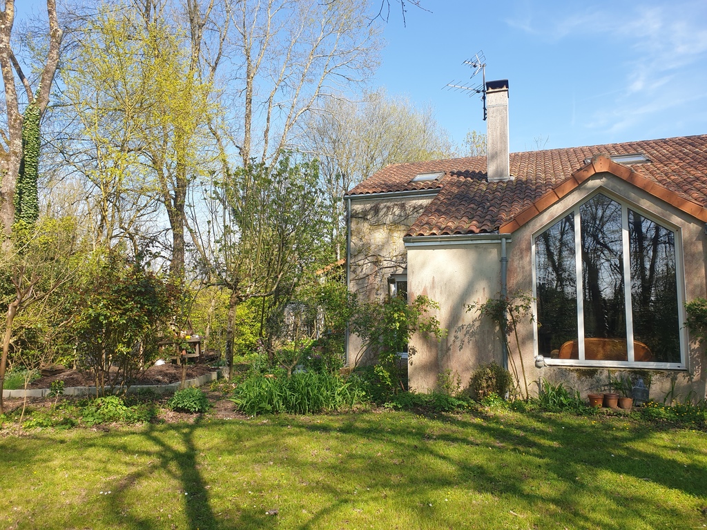 Garden on the other side at the beginning of spring