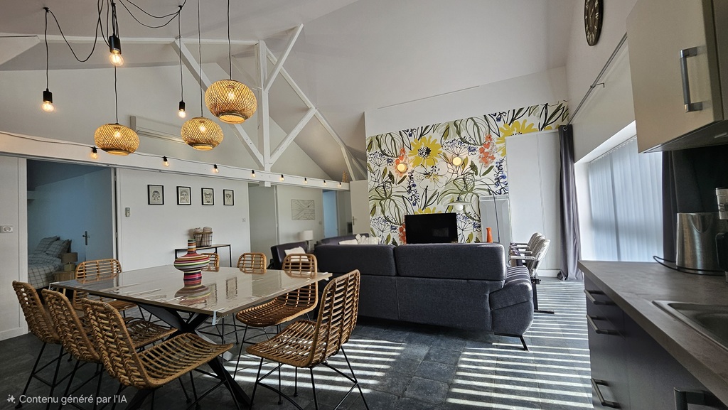 Grande pièce de vie avec salon et repas