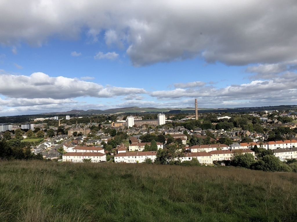 View of flat from nearby hill