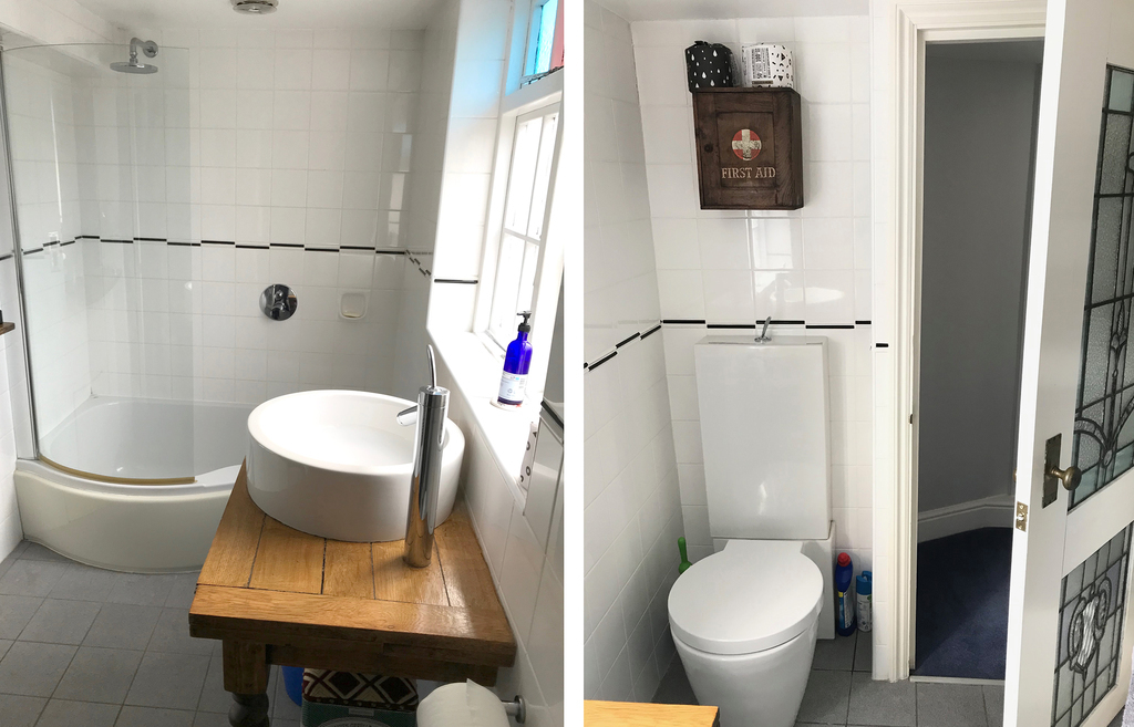 Second Bathroom with bath and shower.