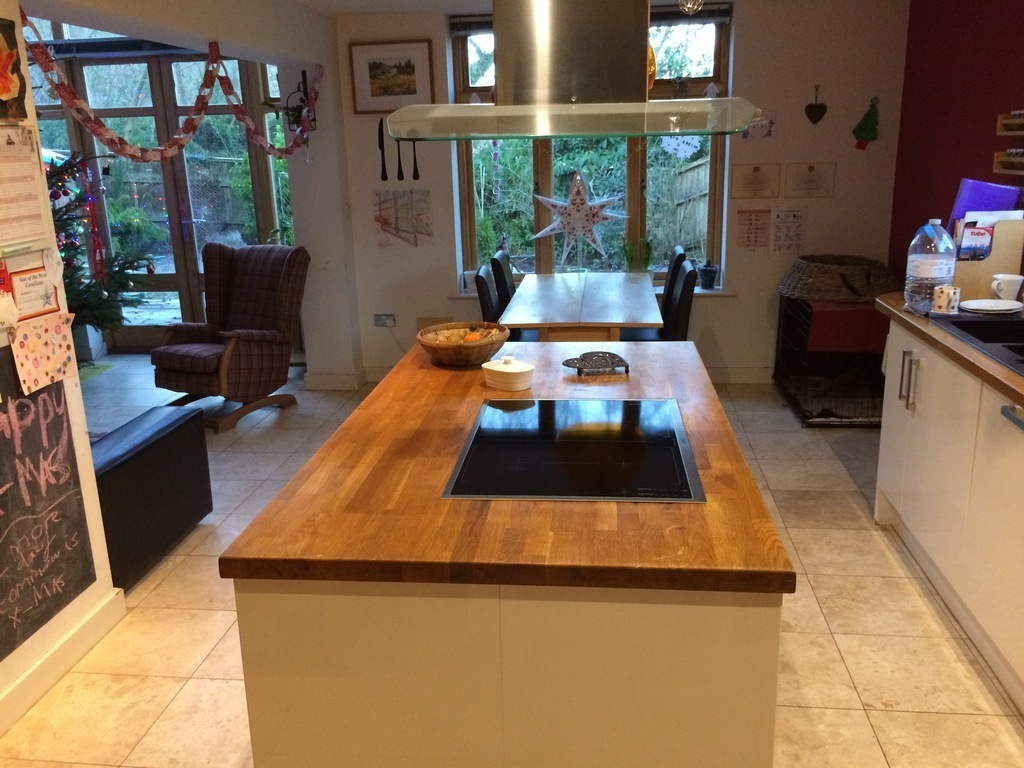 Large L shaped kitchen and living space