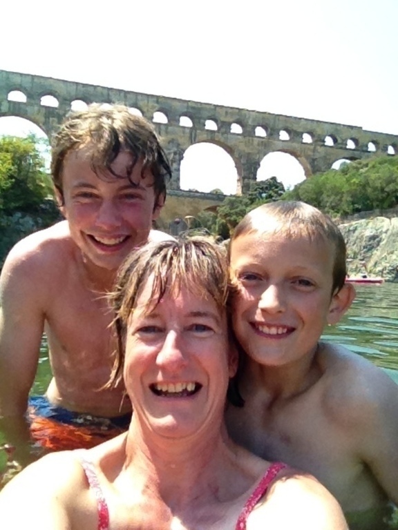 Cooling off at the Pont du Gard, Provence, summer 2018