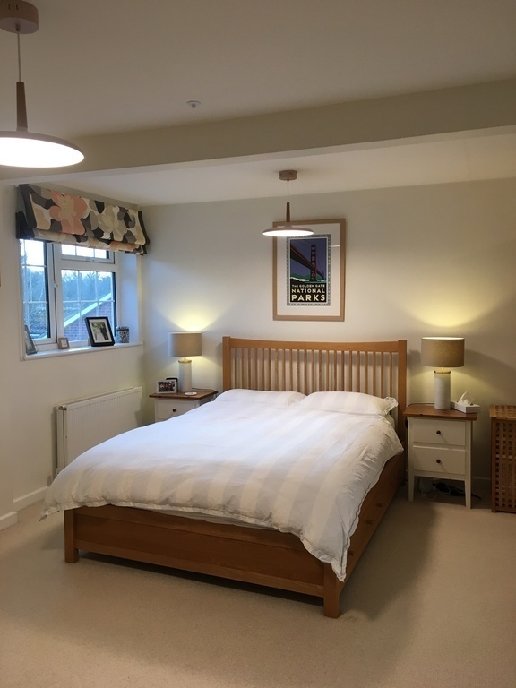 Master bedroom with king size bed (ensuite shower room out of shot)