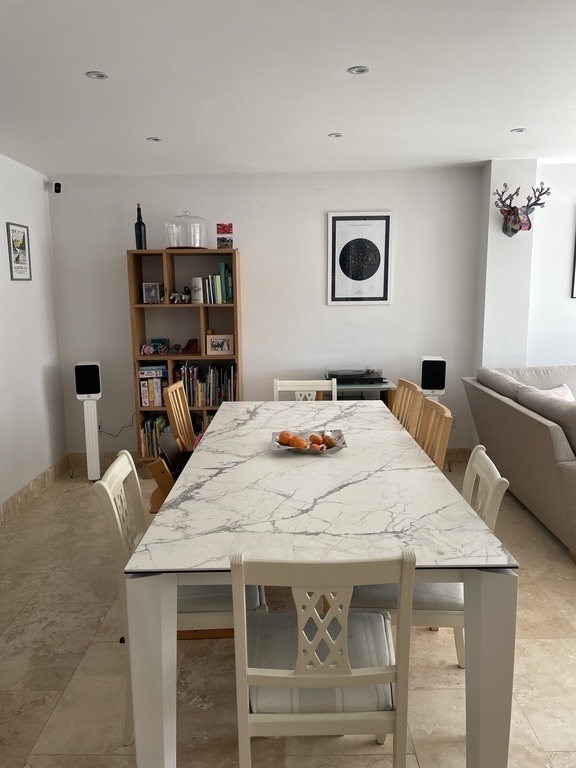 Dining table seats 8 normally or 12 when extended 