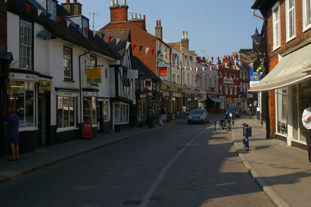 Quaint street in Hitchin town centre 
