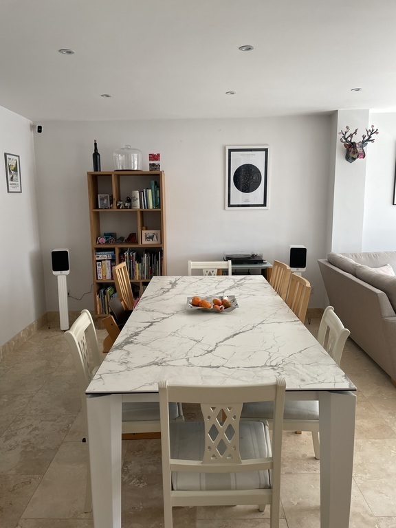 Dining table seats 8 normally or 12 when extended 