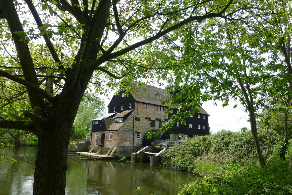 Photo taken walking along the River Cam in Cambridgeshire looking towards a Nation Trust Mill, open to the public in summer