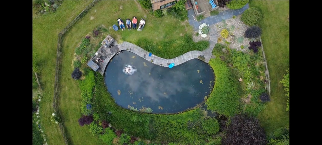 Drone shot of the swimming pond