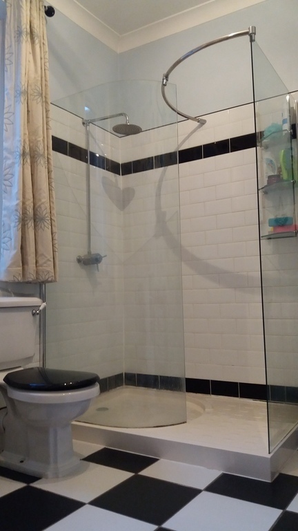 Spacious shower in the bathroom