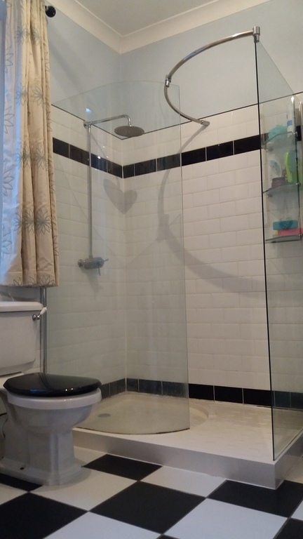Spacious shower in the bathroom