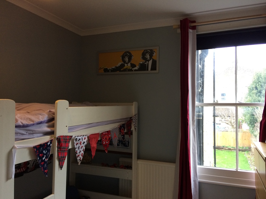 First floor bedroom.  The high sleeper bed has been replaced with another Ikea 'daybed' which turns from a single to a double.