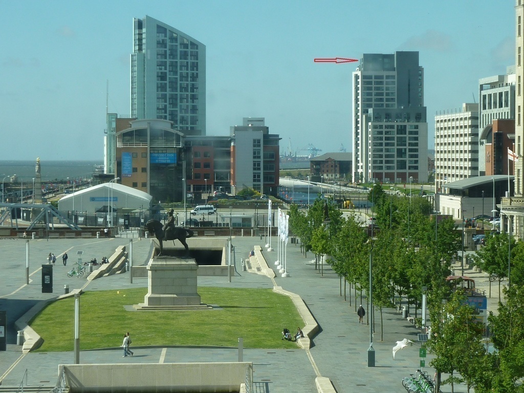 Liverpool Unesco World Waterfront (Red arrow is apartment)