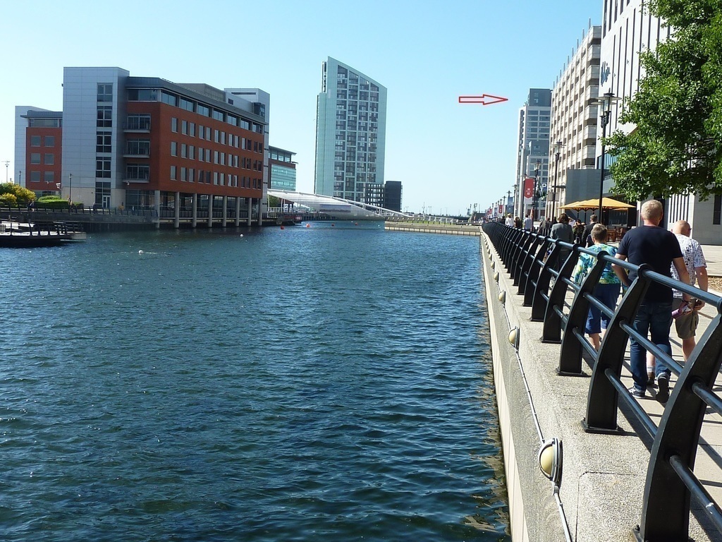 Liverpool Unesco World Waterfront (Red arrow is apartment)