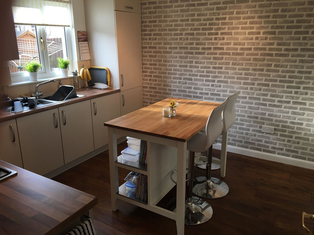 kitchen with island and seating