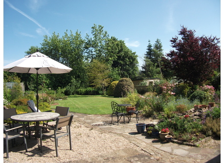 The south facing back garden