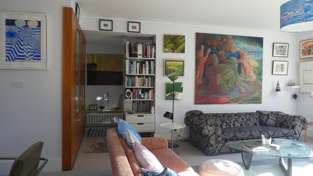 Living room with study round the corner