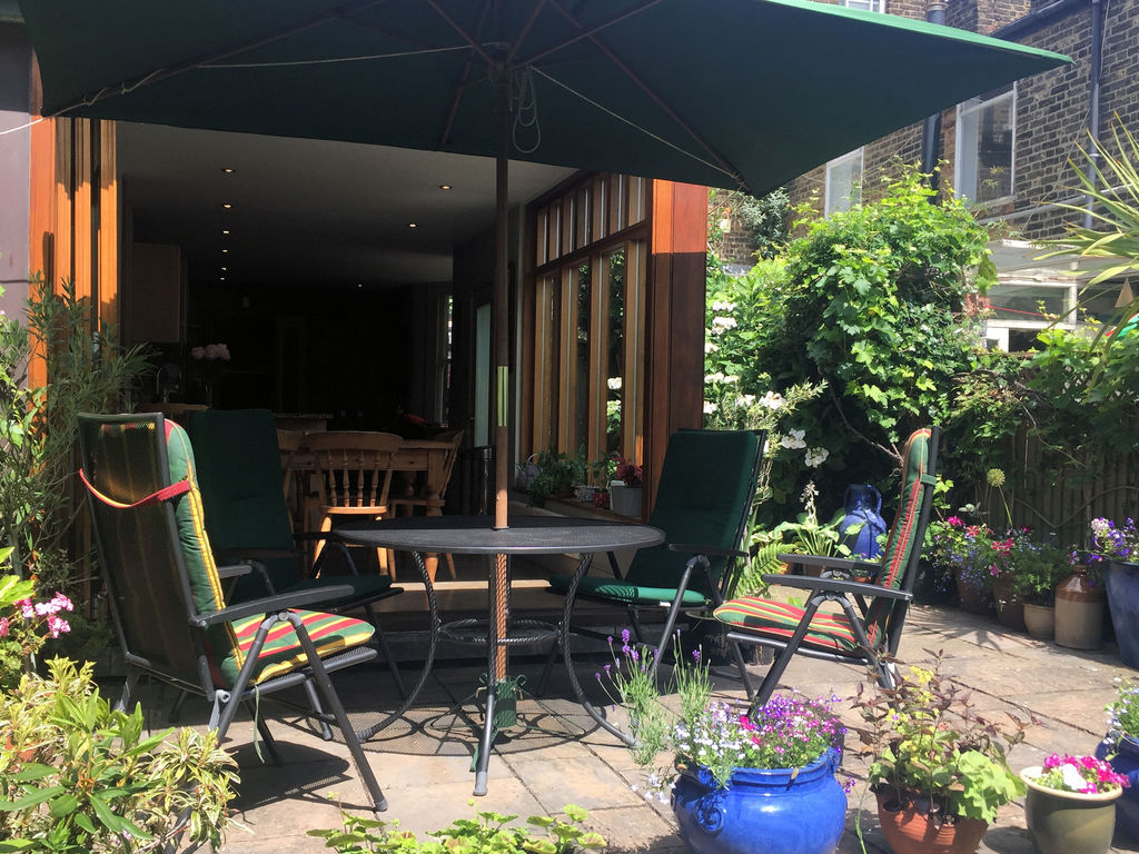 Kitchen opens onto patio