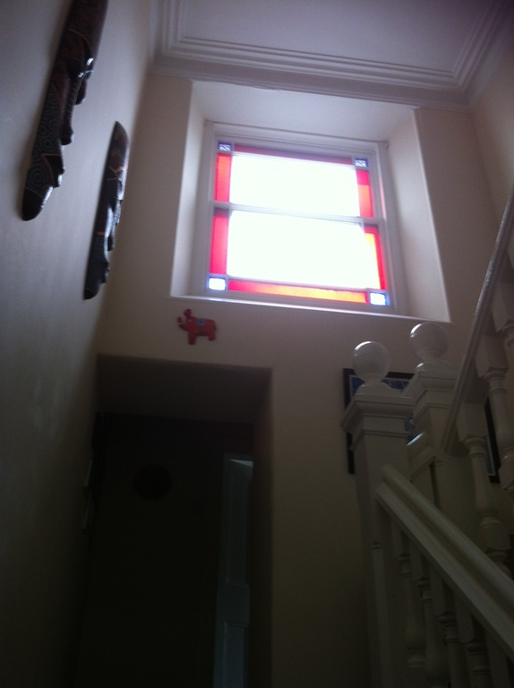 Stained glass window in the hall