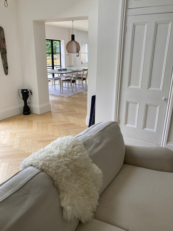 Reading and yoga room with yoga equipment